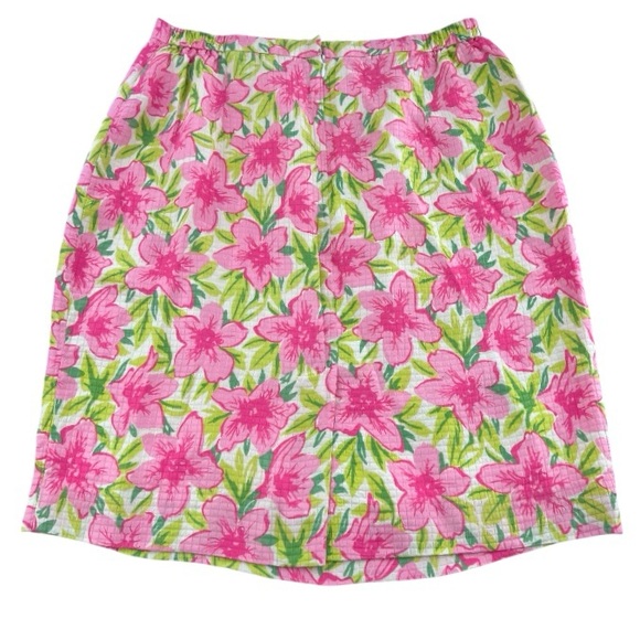 Vintage Talbots Pink Green Floral Quilted 100% Silk Preppy Pencil Skirt 16 - Picture 1 of 3